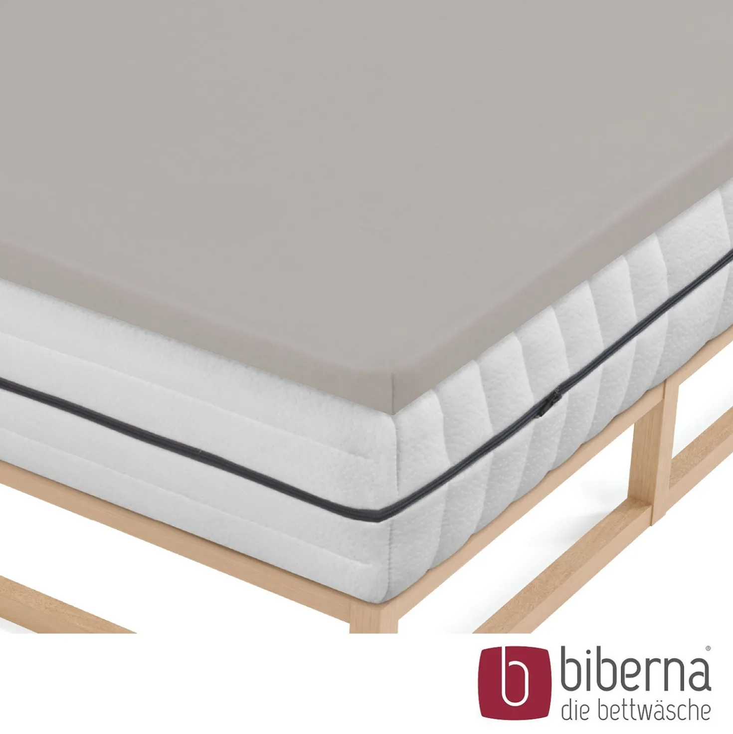 biberna Jersey-Elastic-Topper-Spannbetttuch sturmgrau, 1x 180x200 cm - 200x220 cm