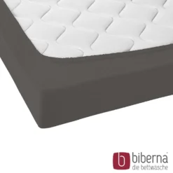 biberna Jersey-Elastic-Topper-Spannbetttuch dunkelgrau, 1x 180x200 cm - 200x220 cm