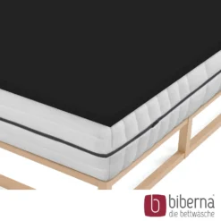 biberna Jersey-Elastic-Topper-Spannbetttuch schwarz, 1x 90x190 cm - 100x220 cm