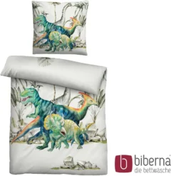biberna Linon-Bettwäsche DINO perlmutt, 135x200 cm + 80x80 cm