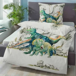 biberna Linon-Bettwäsche DINO perlmutt, 135x200 cm + 80x80 cm