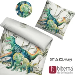 biberna Linon-Bettwäsche DINO perlmutt, 135x200 cm + 80x80 cm