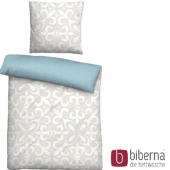 biberna Linon-Bettwäsche ORNAMENT kitt, 155x220 cm + 80x80 cm