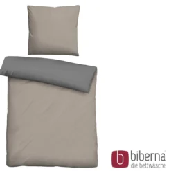 biberna Linon-Bettwäsche UNI taupe, 135x200 cm + 80x80 cm