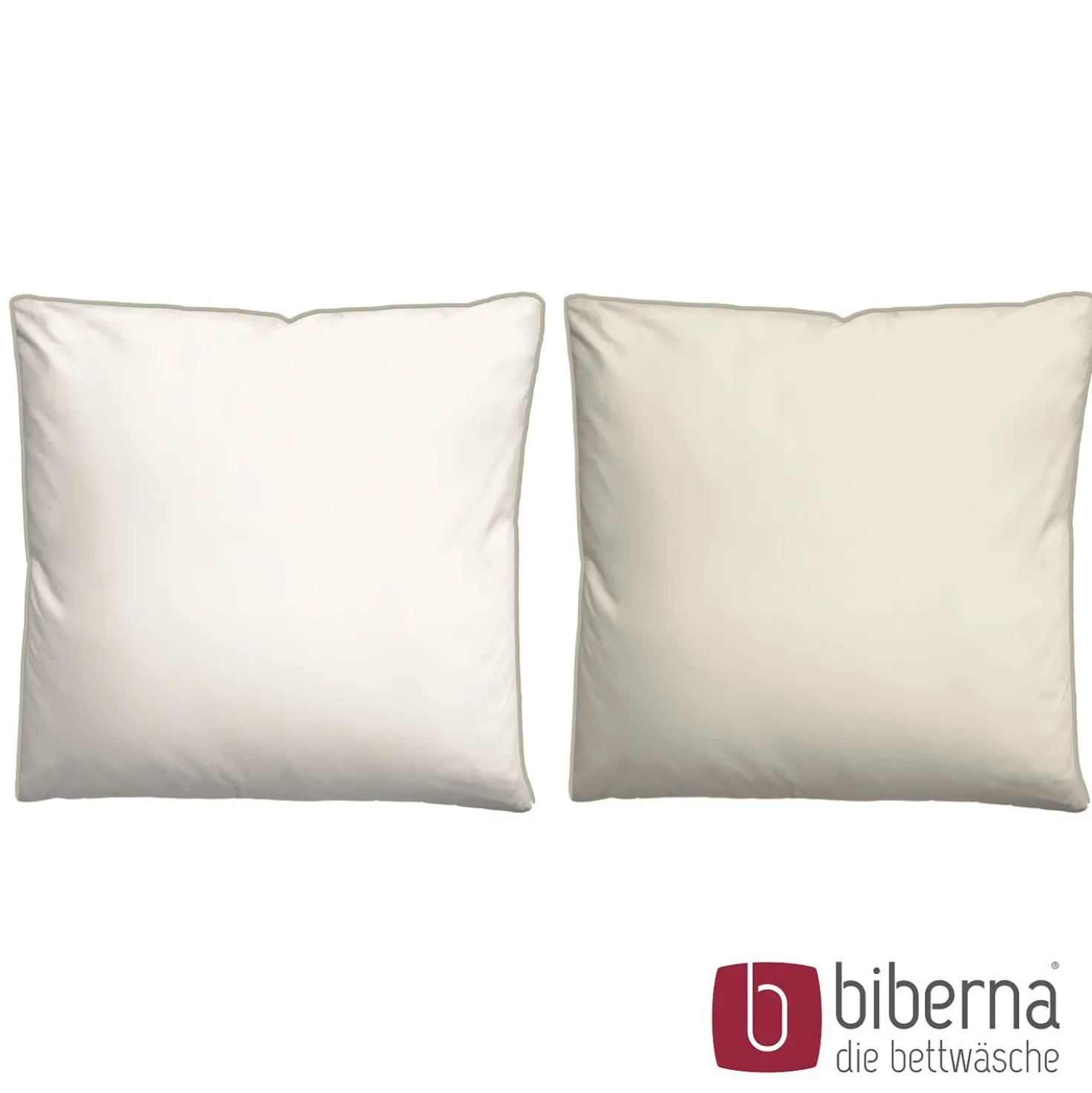 biberna Mako-Satin Bettwäsche FEINE STREIFEN natur, 155x200 cm + 80x80 cm