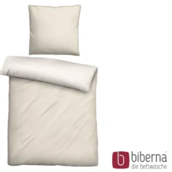 biberna Mako-Satin Bettwäsche FEINE STREIFEN natur, 155x200 cm + 80x80 cm