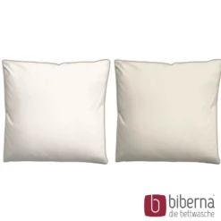 biberna Mako-Satin Bettwäsche FEINE STREIFEN natur, 155x220 cm + 80x80 cm