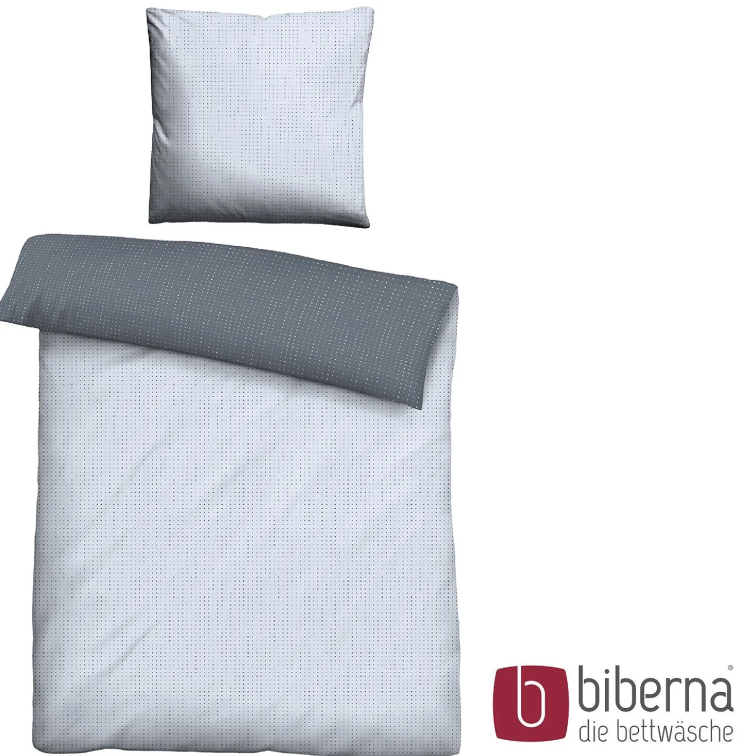 biberna Mako-Satin Bettwäsche PUNKTE - MIX & MATCH blau, 155x220 cm + 80x80 cm