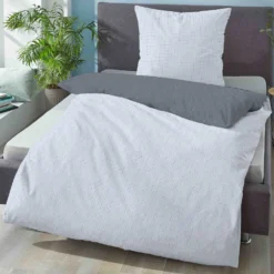 biberna Mako-Satin Bettwäsche PUNKTE - MIX & MATCH blau, 155x220 cm + 80x80 cm