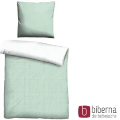 biberna Mako-Satin Bettwäsche PUNKTE - MIX & MATCH mint, 200x200 cm + 2x 80x80 cm
