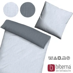 biberna Mako-Satin Bettwäsche PUNKTE - MIX & MATCH blau, 135x200 cm + 80x80 cm