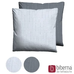 biberna Mako-Satin Kopfkissenbezug PUNKTE - MIX & MATCH blau, 40x40 cm