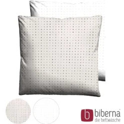 biberna Mako-Satin Kopfkissenbezug PUNKTE - MIX & MATCH taupe, 40x40 cm