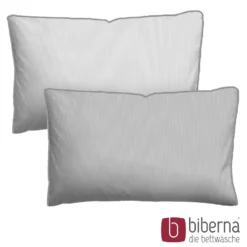 biberna Mako-Satin Kopfkissenbezug FEINE STREIFEN sturmgrau, 40x80 cm