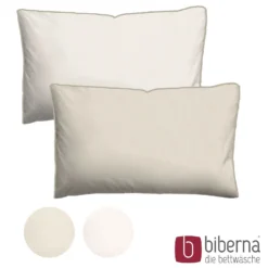 biberna Mako-Satin Kopfkissenbezug FEINE STREIFEN natur, 40x80 cm