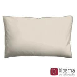 biberna Mako-Satin Kopfkissenbezug FEINE STREIFEN natur, 40x80 cm