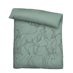biberna Melange-Flanell Bettwäsche Hirsch fichte, 1x 135x200 cm + 1x 80x80 cm