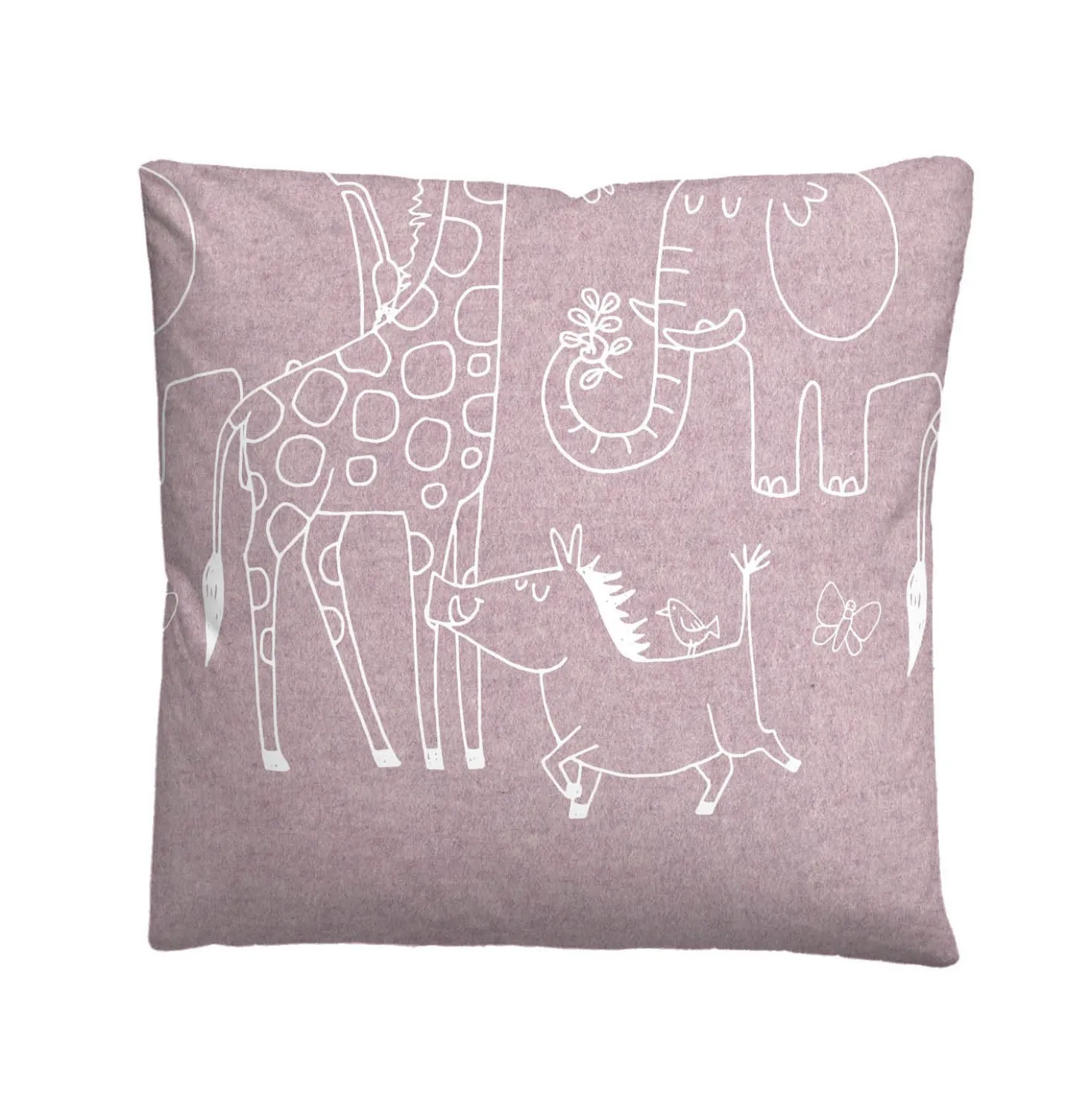biberna Melange-Flanell Bettwäsche Tiere brombeer, 1x 135x200 cm + 1x 80x80 cm