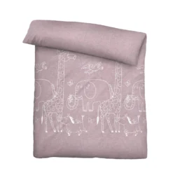 biberna Melange-Flanell Bettwäsche Tiere brombeer, 1x 135x200 cm + 1x 80x80 cm