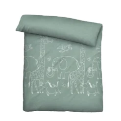 biberna Melange-Flanell Bettwäsche Tiere fichte, 1x 135x200 cm + 1x 80x80 cm