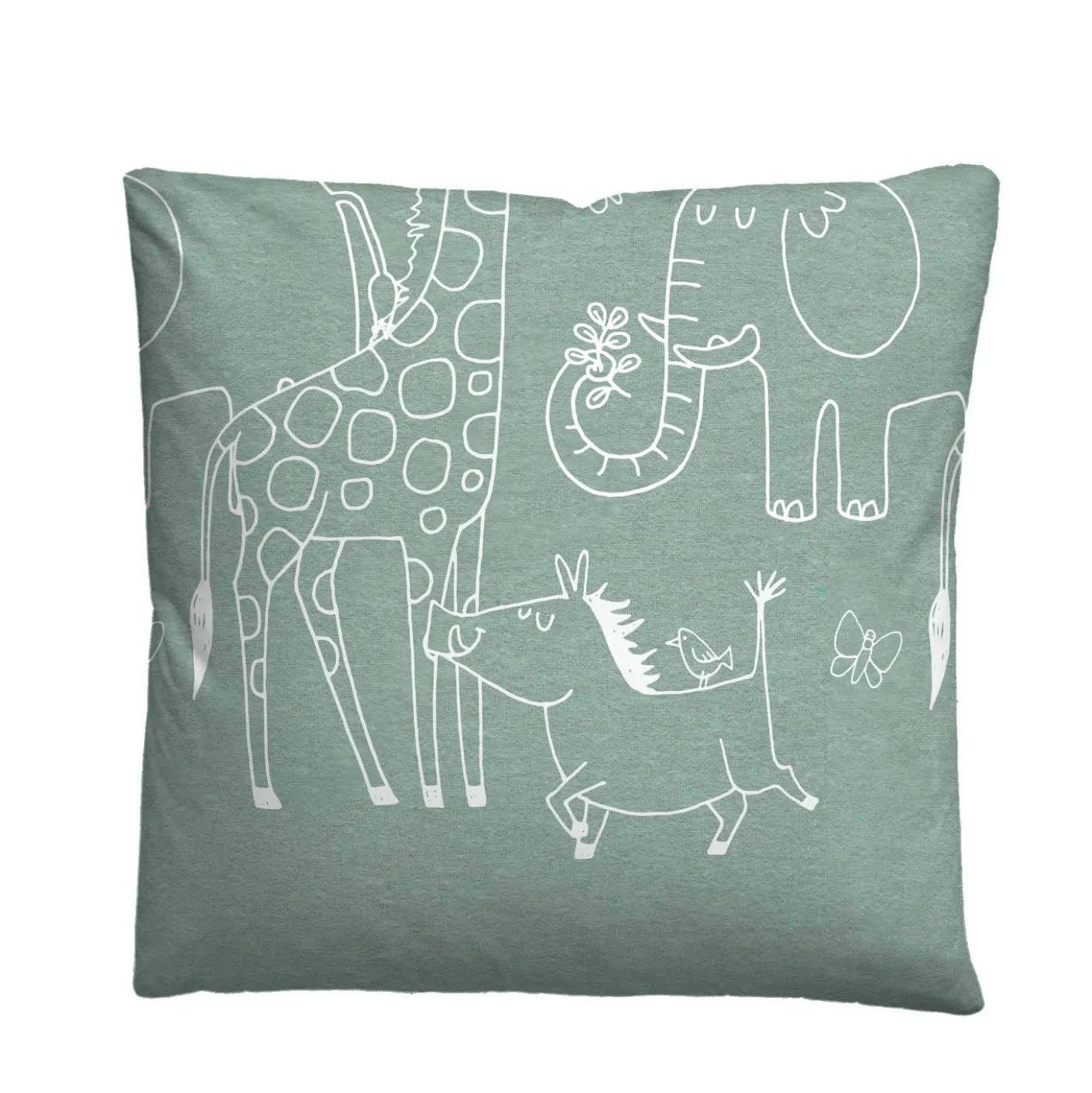 biberna Melange-Flanell Bettwäsche Tiere fichte, 1x 135x200 cm + 1x 80x80 cm