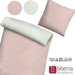 biberna Melange-Flanell Bettwäsche MELANGE UNI rose, 135x200 cm + 80x80 cm