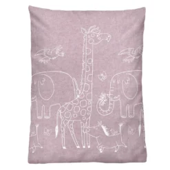 biberna Melange-Flanell Bettwäsche Tiere brombeer, 1x 100x135 cm + 1x 40x60 cm
