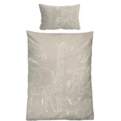 biberna Melange-Flanell Bettwäsche Tiere kitt, 1x 100x135 cm + 1x 40x60 cm