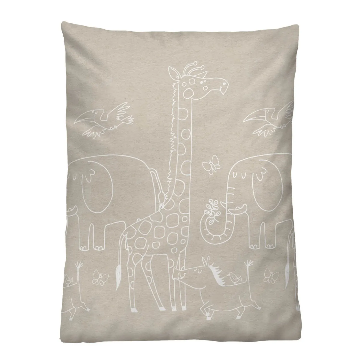biberna Melange-Flanell Bettwäsche Tiere kitt, 1x 100x135 cm + 1x 40x60 cm