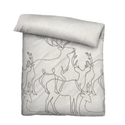 biberna Melange-Flanell Bettwäsche Hirsch grau, 135x200 cm + 80x80 cm
