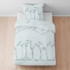 biberna Melange-Flanell Bettwäsche Pinguin ciel, 135x200 cm + 80x80 cm