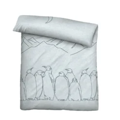 biberna Melange-Flanell Bettwäsche Pinguin ciel, 135x200 cm + 80x80 cm