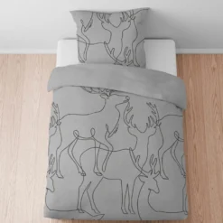 biberna Melange-Flanell Bettwäsche Hirsch sturmgrau, 1x 155x220 cm + 1x 80x80 cm