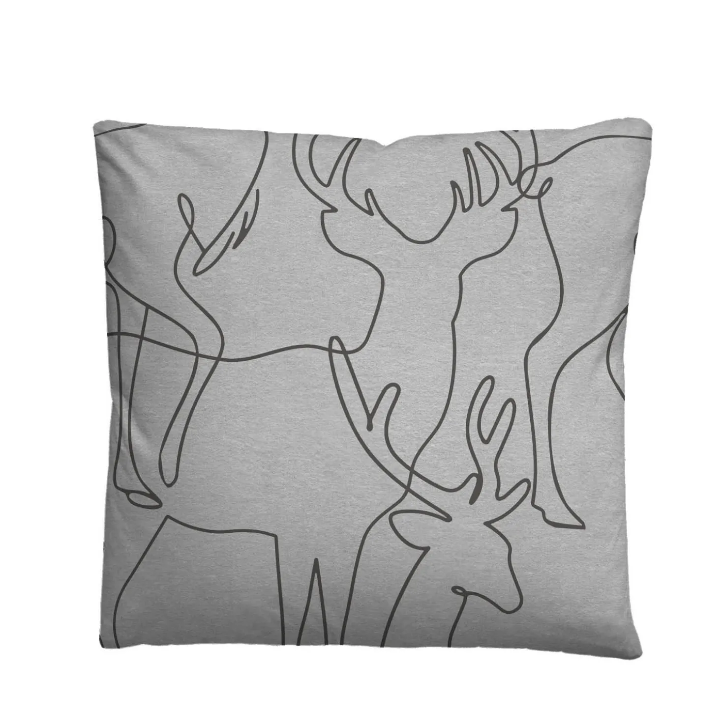 biberna Melange-Flanell Bettwäsche Hirsch sturmgrau, 1x 155x220 cm + 1x 80x80 cm