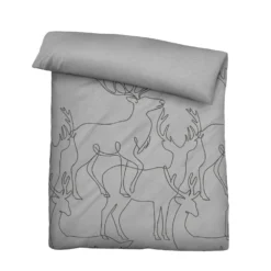 biberna Melange-Flanell Bettwäsche Hirsch sturmgrau, 1x 155x220 cm + 1x 80x80 cm