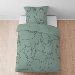 biberna Melange-Flanell Bettwäsche Hirsch fichte, 1x 155x220 cm + 1x 80x80 cm