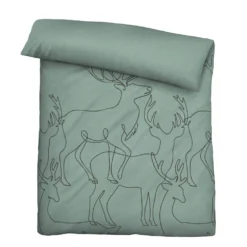 biberna Melange-Flanell Bettwäsche Hirsch fichte, 1x 155x220 cm + 1x 80x80 cm