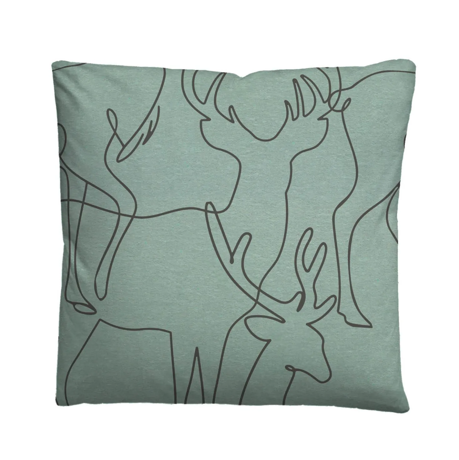 biberna Melange-Flanell Bettwäsche Hirsch fichte, 1x 155x220 cm + 1x 80x80 cm