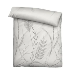 biberna Melange-Flanell Bettwäsche Gräser grau, 1x 155x220 cm + 1x 80x80 cm