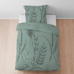 biberna Melange-Flanell Bettwäsche Gräser fichte, 1x 155x220 cm + 1x 80x80 cm