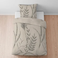 biberna Melange-Flanell Bettwäsche Gräser kitt, 1x 155x220 cm + 1x 80x80 cm