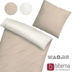 biberna Melange-Flanell Bettwäsche MELANGE UNI kitt, 155x200 cm + 80x80 cm