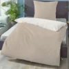 biberna Melange-Flanell Bettwäsche MELANGE UNI kitt, 155x220 cm + 80x80 cm
