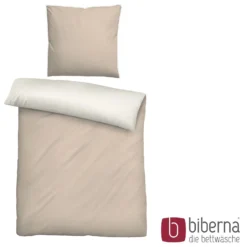 biberna Melange-Flanell Bettwäsche MELANGE UNI kitt, 155x220 cm + 80x80 cm