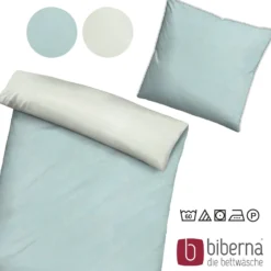 biberna Melange-Flanell Bettwäsche MELANGE UNI ciel, 155x200 cm + 80x80 cm