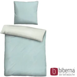 biberna Melange-Flanell Bettwäsche MELANGE UNI ciel, 155x220 cm + 80x80 cm