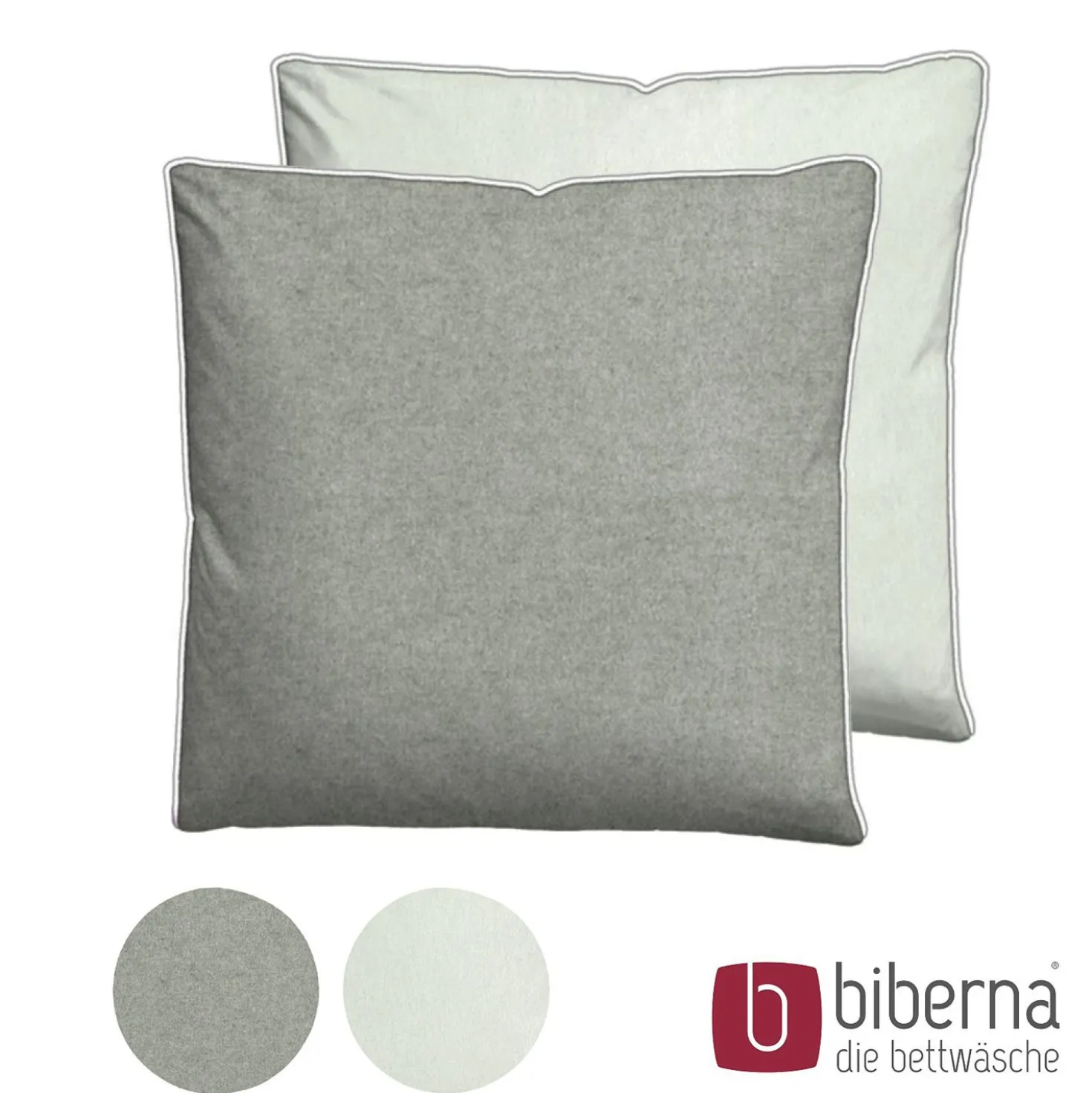 biberna Melange-Flanell Kopfkissenbezug MELANGE UNI sturmgrau, 40x40 cm