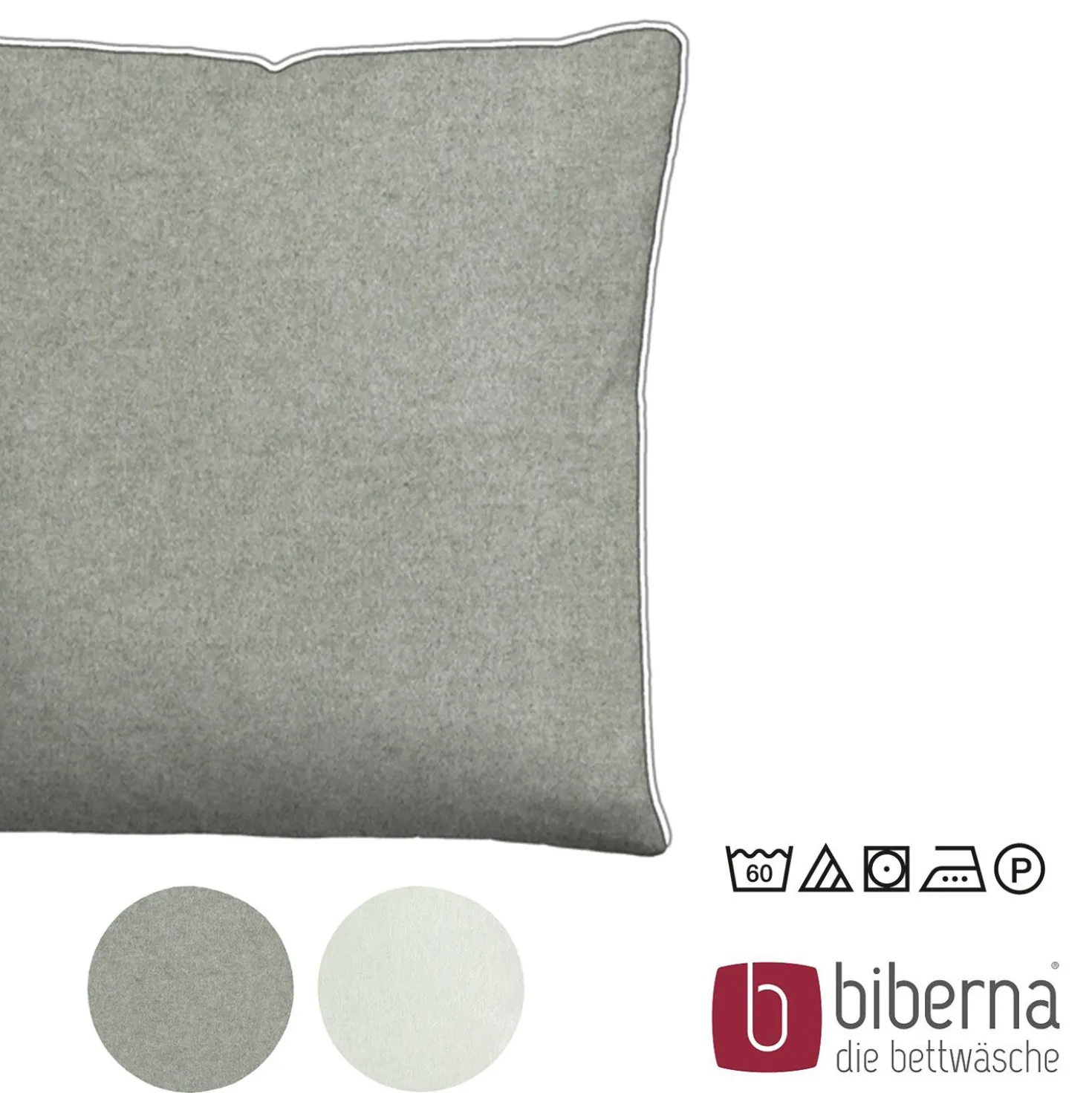 biberna Melange-Flanell Kopfkissenbezug MELANGE UNI sturmgrau, 40x40 cm