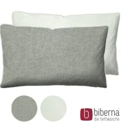 biberna Melange-Flanell Kopfkissenbezug MELANGE UNI sturmgrau, 40x60 cm