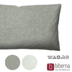 biberna Melange-Flanell Kopfkissenbezug MELANGE UNI sturmgrau, 40x60 cm